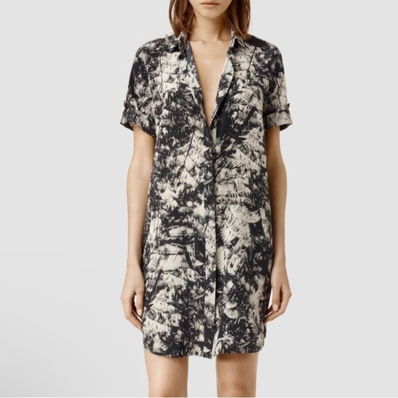All Saints 100% Silk Calla Shade Shirt Dress size 2 - Picture 1 of 15